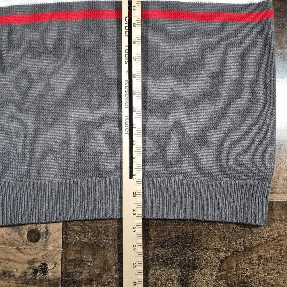 Disney Mickey Mouse Sweater Mens Medium Gray Varsity Block Embroidered Park